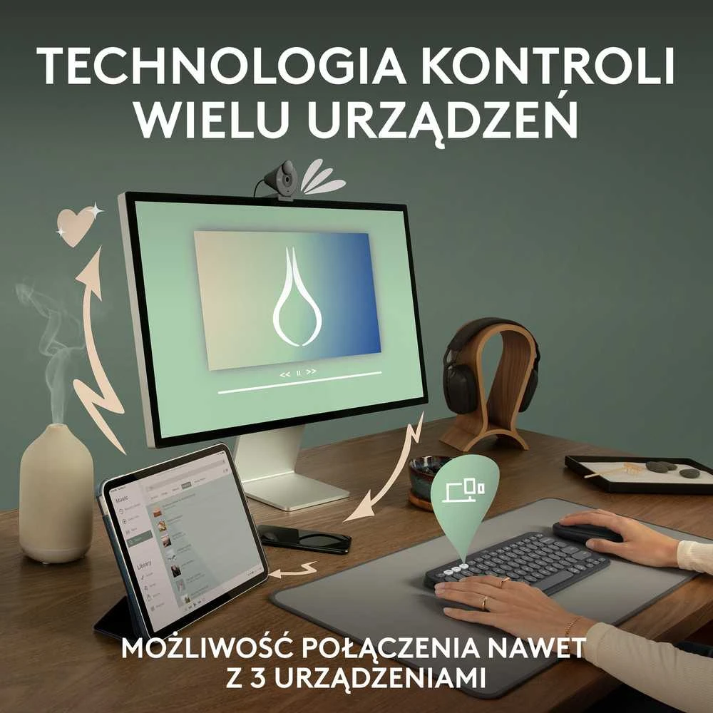 Klaviatūra ir pelė Logitech Pebble 2 Combo for Mac, grafito spalvos, US išdėstymas