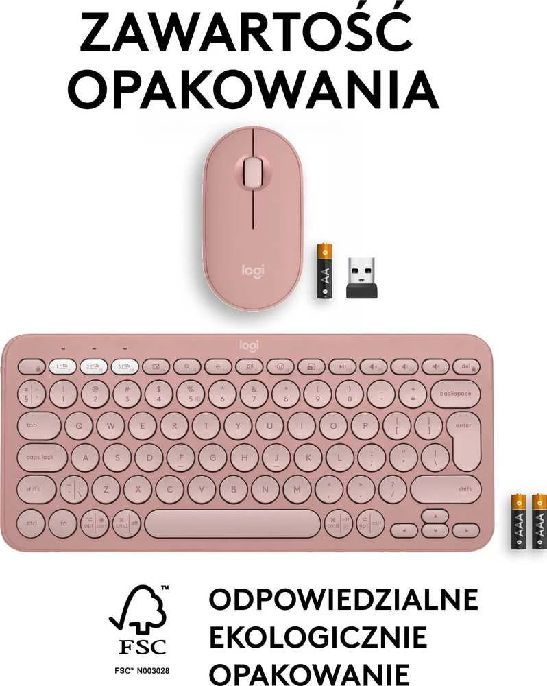 Klaviatūra ir pelė Logitech Pebble 2 Combo for Mac, rožinės spalvos