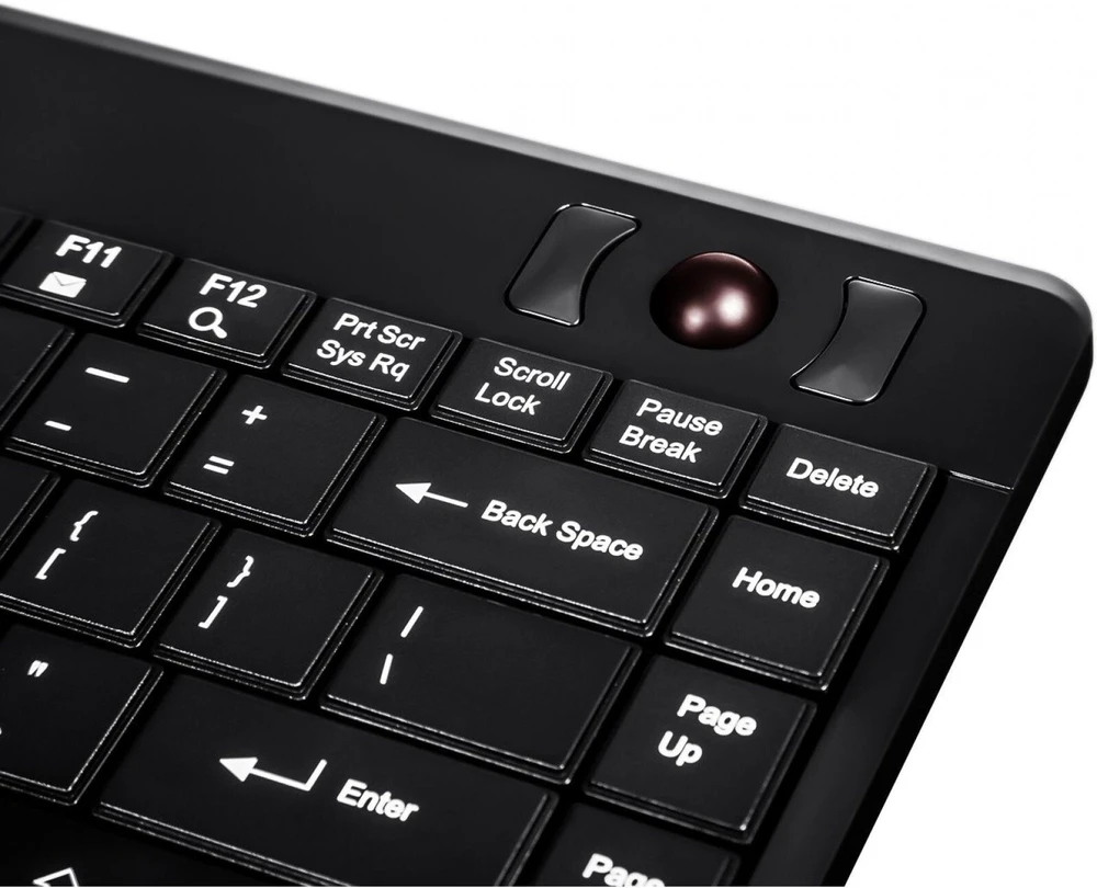 Klaviatūra Perixx PERIBOARD-505H Plus Mini USB Trackball Hub Juodas