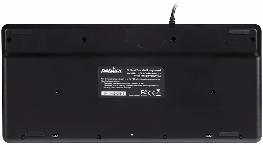 Klaviatūra Perixx PERIBOARD-505H Plus Mini USB Trackball Hub Juodas