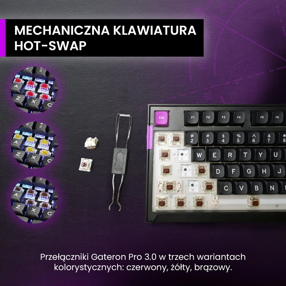 Klaviatūra PREYON Silent claw red Gateron Raudona Pro (PSCR105B)