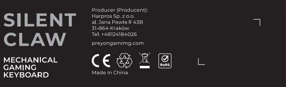 Klaviatūra PREYON Silent claw red Gateron Raudona Pro (PSCR105B)