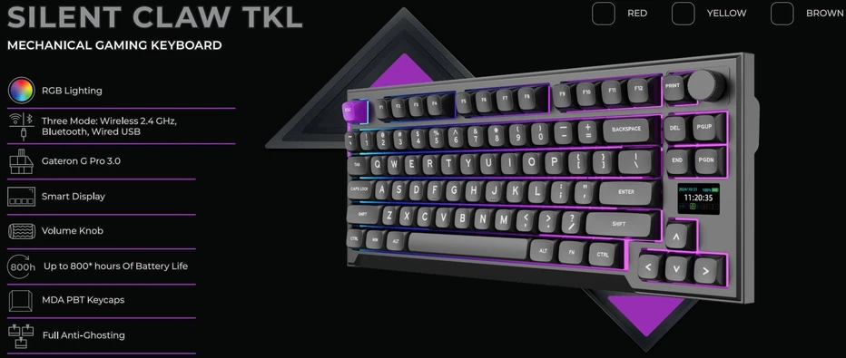 Klaviatūra PREYON Silent claw TKL raudona Gateron Raudona Pro (PSCTR85B)