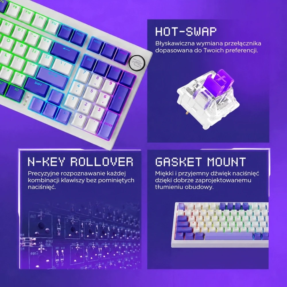 Klaviatūra PROOVE Belaidė klaviatūra žaidimams Gaming Slicker Special Edition balta (Proove)