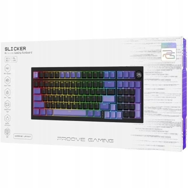 Klaviatūra PROOVE Belaidė klaviatūra žaidimams Gaming Slicker Special Edition juoda-violetinė (Proove)