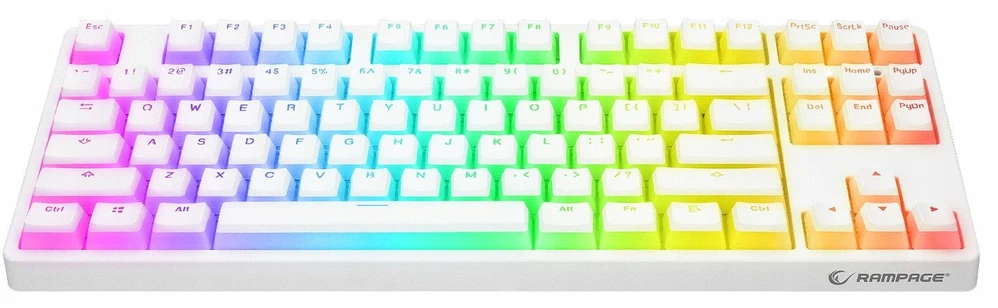 Klaviatūra žaidimams Rampage Ghost TKL Huano Raudona Switch su laidu mechaninė su pašvietimu balta