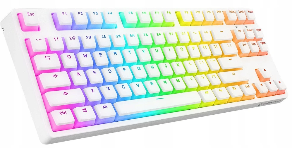 Klaviatūra žaidimams Rampage Ghost TKL Huano Raudona Switch su laidu mechaninė su pašvietimu balta
