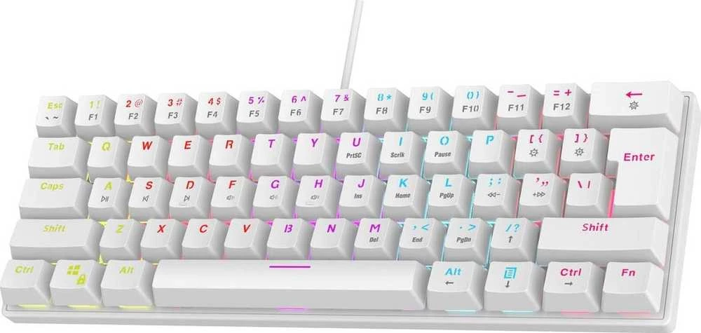 Mėlyna Klaviatūra žaidimams Rampage PLOWERK60 RMP Mėlyna su laidu mechaninė su pašvietimu balta