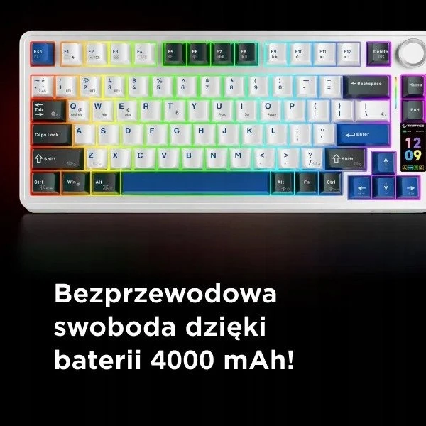 Klaviatūra žaidimams Rampage Quell Pro Leobog Star Vector belaidė mechaninė su pašvietimu balta