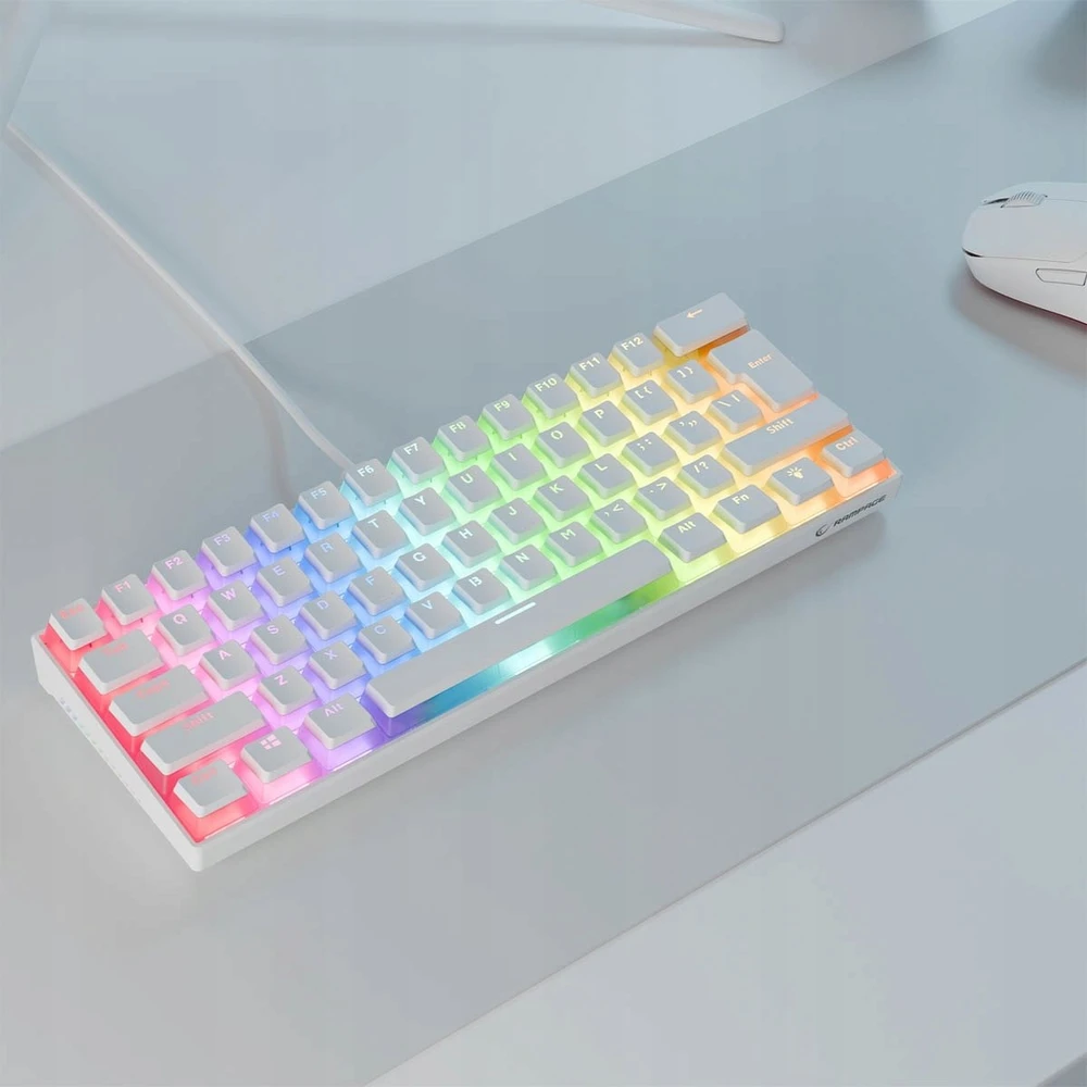 Mėlyna Klaviatūra žaidimams Rampage Radiant K11 60% RGB Mėlyna Switch su laidu mechaninė podświetlanabiała