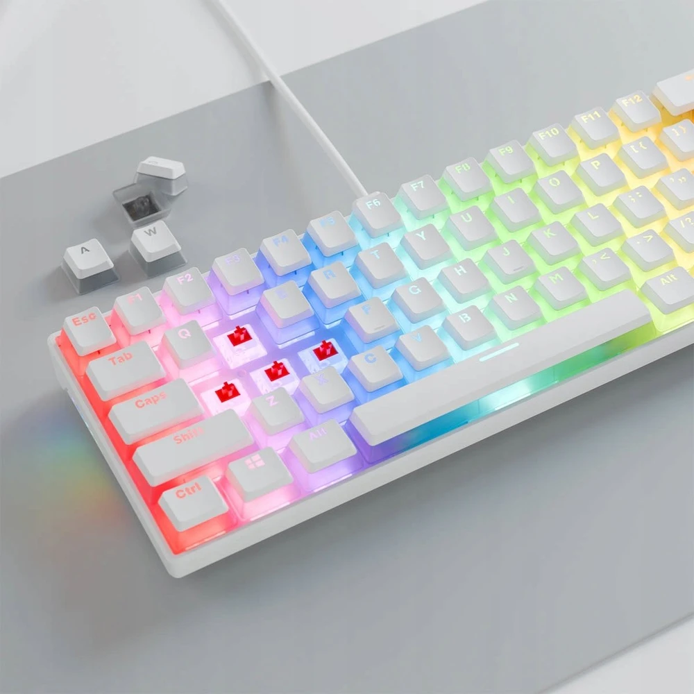 Mėlyna Klaviatūra žaidimams Rampage Radiant K11 60% RGB Mėlyna Switch su laidu mechaninė podświetlanabiała