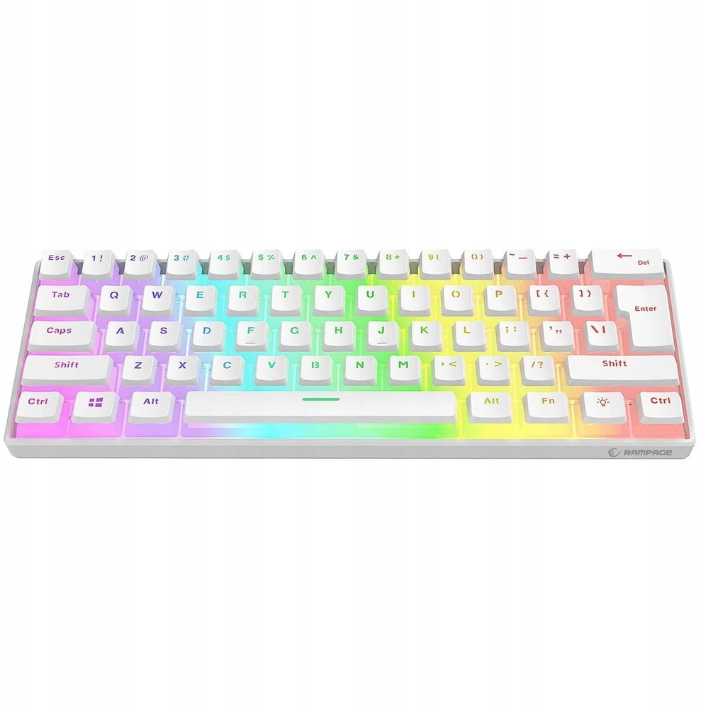 Mėlyna Klaviatūra žaidimams Rampage Radiant K11 60% RGB Mėlyna Switch su laidu mechaninė podświetlanabiała