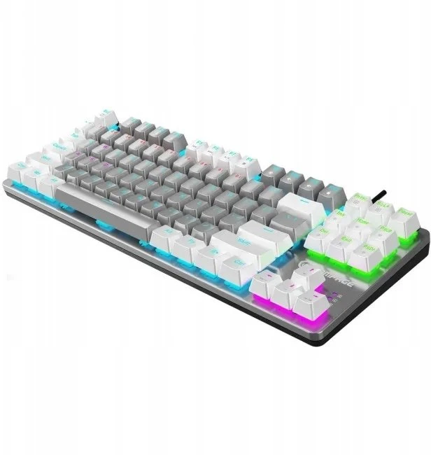Mėlyna Klaviatūra žaidimams Rampage Snug Mėlyna su laidu mechaninė su pašvietimu balta ir-pilka