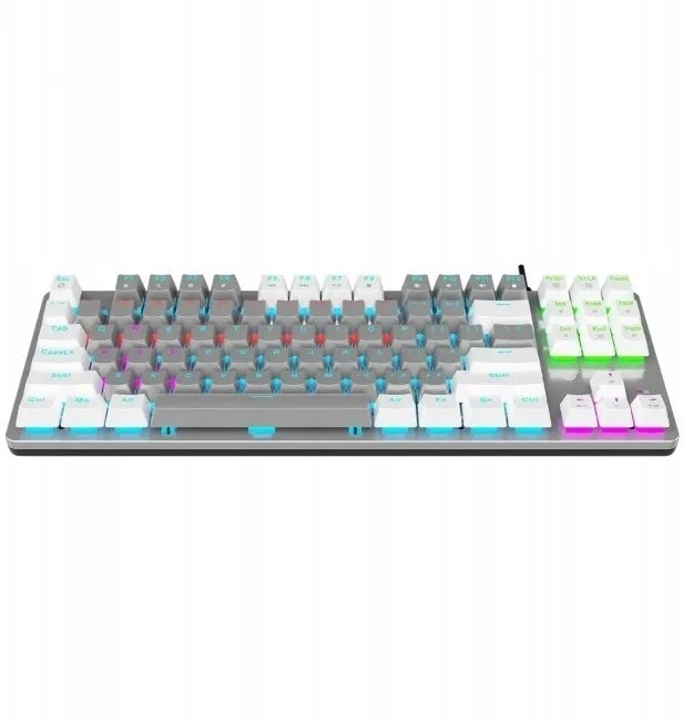 Mėlyna Klaviatūra žaidimams Rampage Snug Mėlyna su laidu mechaninė su pašvietimu balta ir-pilka
