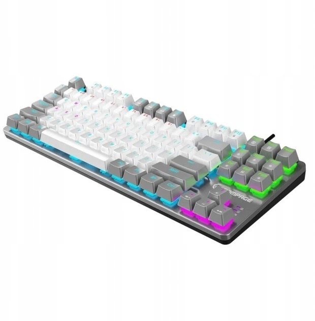Klaviatūra žaidimams Rampage Snug KRGD Raudona Switch su laidu mechaninė su pašvietimu balta ir-pilka