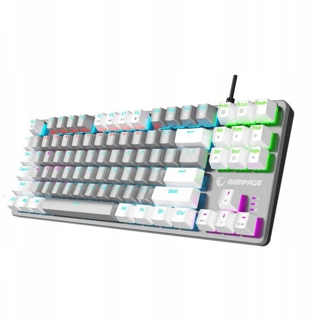 Klaviatūra žaidimams Rampage Snug KRGD Raudona Switch su laidu mechaninė su pašvietimu szaro-balta