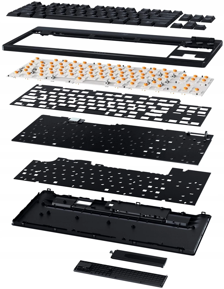Razer | BlackWidow V4 žemo profilio be klavišų HyperSpeed | Klaviatūra | Belaidis | JAV | Bluetooth | Geltona jungikliai | Juodas