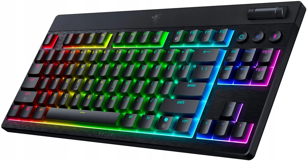 Razer | BlackWidow V4 žemo profilio be klavišų HyperSpeed | Klaviatūra | Belaidis | JAV | Bluetooth | Geltona jungikliai | Juodas