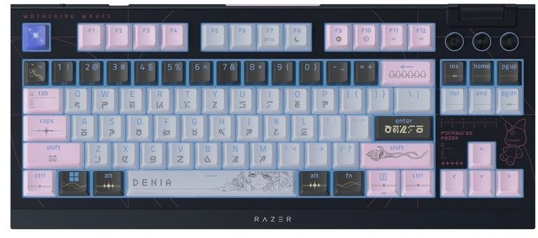 Razer | BlackWidow V4 Tenkeyless HyperSpeed | Žaidimų klaviatūra | Belaidė | JAV | Oranžinis jungiklis | Wuthering Waves leidimas