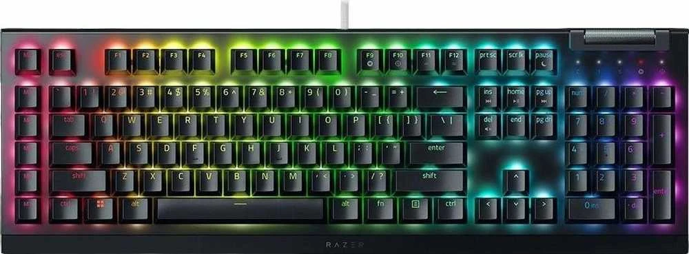Mechaninė žaidimų klaviatūra Razer BlackWidow V4 X, US išdėstymas, geltonas jungiklis, su laidu, Juodos spalvos