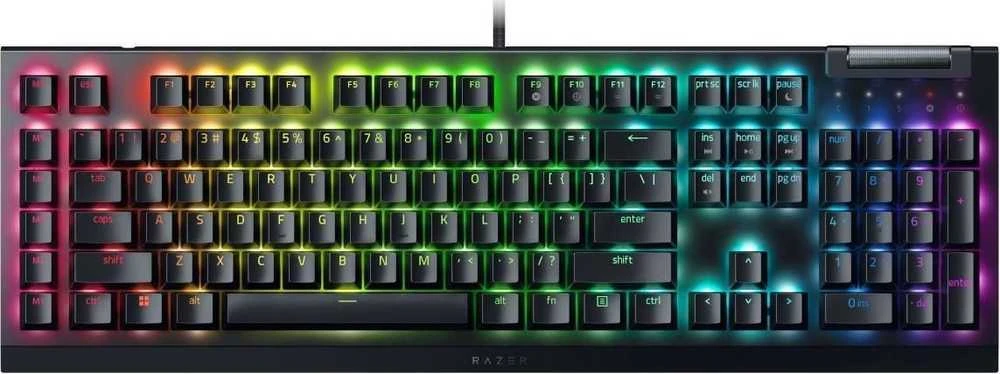 Razer BlackWidow V4 X Gaming -klaviatūra, Full Size, RGB - Žalias Switches, ISO (DE)