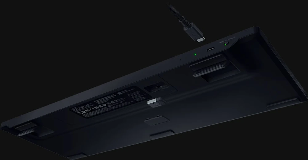Razer | BlackWidow V4 Low-Profile HyperSpeed | Klaviatūra | Wireless | US | Bluetooth | Žalias Switches | Juodas