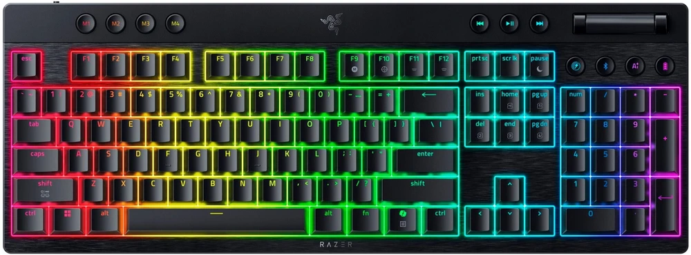 Razer | BlackWidow V4 Low-Profile HyperSpeed | Klaviatūra | Wireless | US | Bluetooth | Oranžinis Switches | Juodas