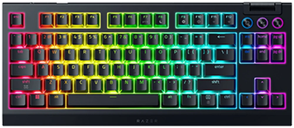 Klaviatūra Razer Gamingowa belaidė BlackWidow V4 Tenkeyless HyperSpeed, RGB - oranžinis dotykowe Switches, ISO (DE) (RZ03-05480400-R3G1)