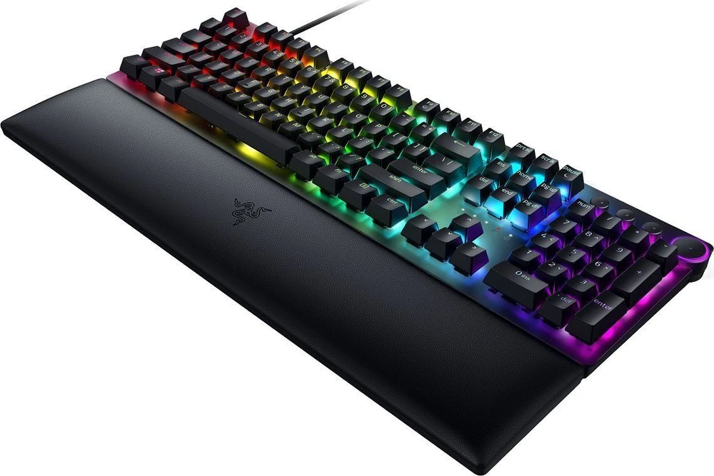 Razer Huntsman V2 Laidinė žaidimų klaviatūra RGB LED, USB, DE, Clicky Optical Violetinė Switch, Juoda