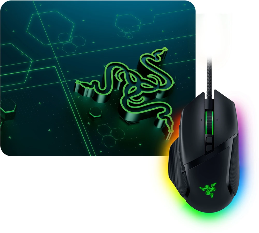 Razer Moba Bundle, Basilisk V3 + Goliathus Mobile Pelės kilimėlis – juodas