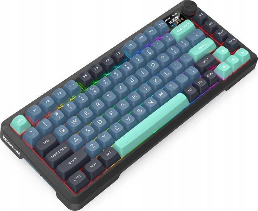 Klaviatūra žaidimams Redragon Behemoth K724GBG-RGB-PRO Mint Mambo belaidė mechaninė su pašvietimu pilka