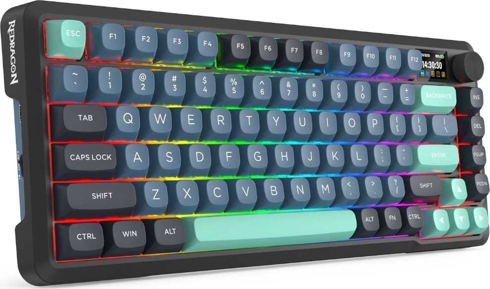 Klaviatūra žaidimams Redragon Behemoth K724GBG-RGB-PRO Mint Mambo belaidė mechaninė su pašvietimu pilka