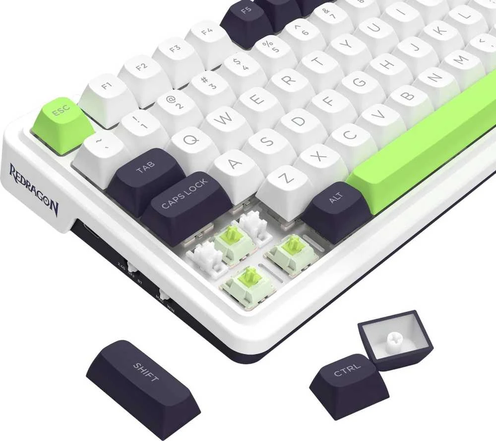 Klaviatūra žaidimams Redragon Eisa Max K686WBG-RGB-MAX Mint Mambo belaidė mechaninė su pašvietimu balta
