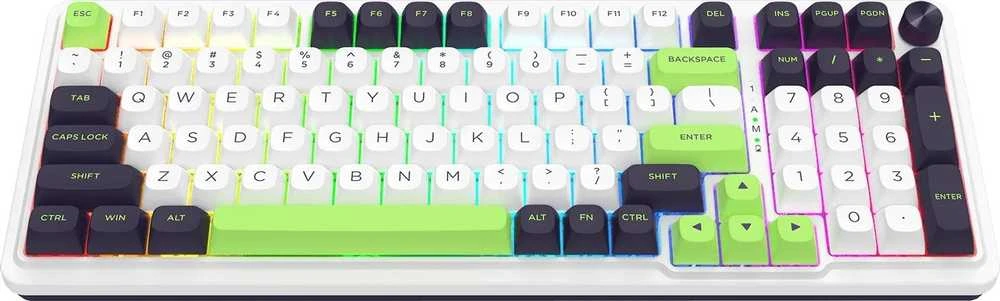 Klaviatūra žaidimams Redragon Eisa Max K686WBG-RGB-MAX Mint Mambo belaidė mechaninė su pašvietimu balta