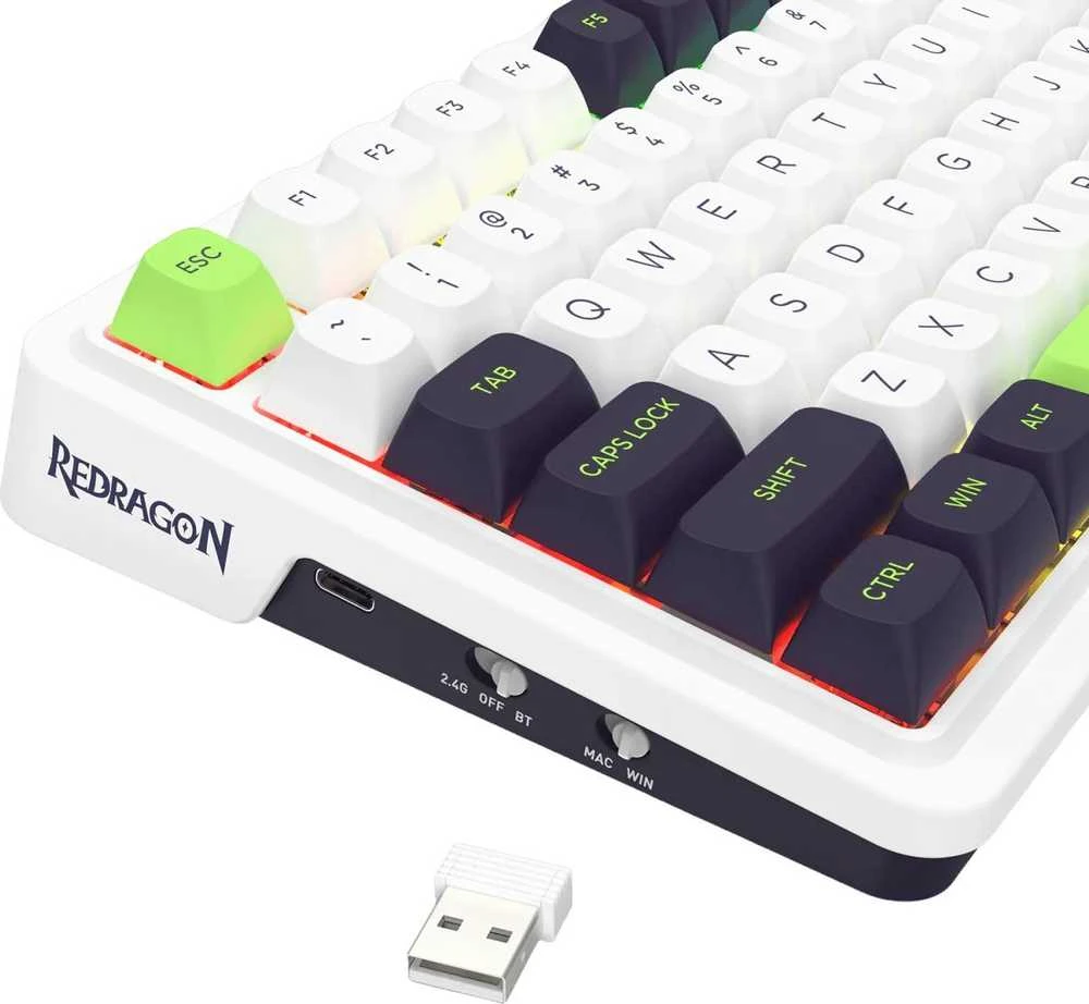 Klaviatūra žaidimams Redragon Eisa Max K686WBG-RGB-MAX Mint Mambo belaidė mechaninė su pašvietimu balta