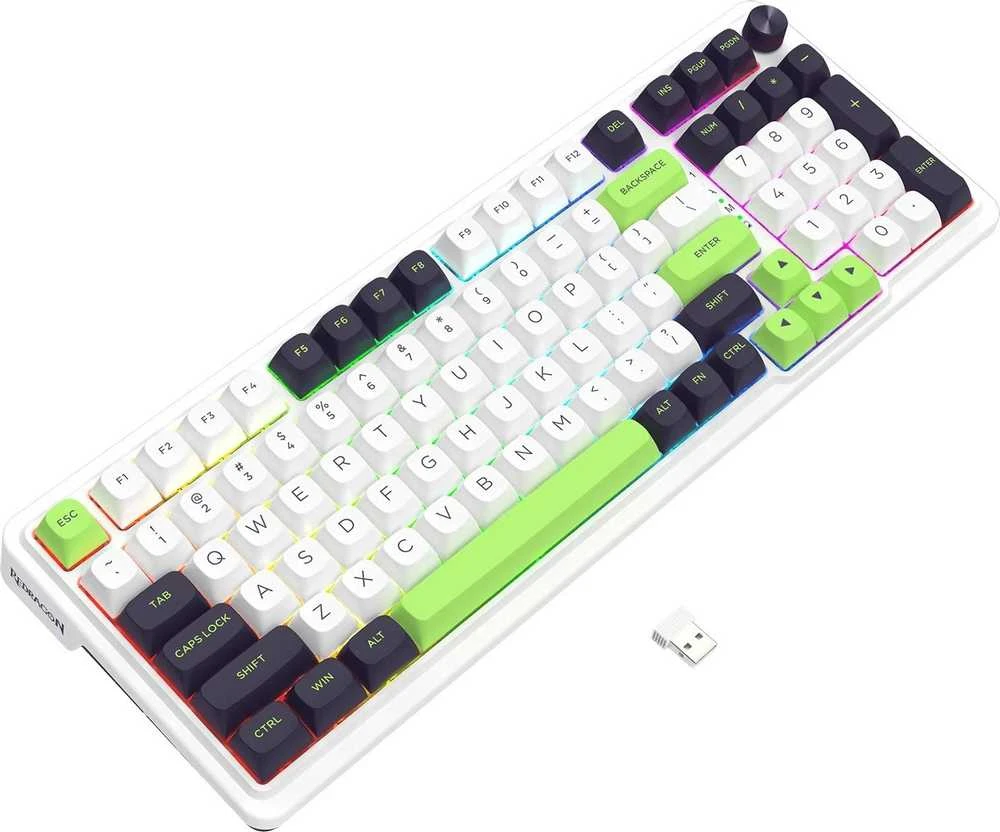 Klaviatūra žaidimams Redragon Eisa Max K686WBG-RGB-MAX Mint Mambo belaidė mechaninė su pašvietimu balta
