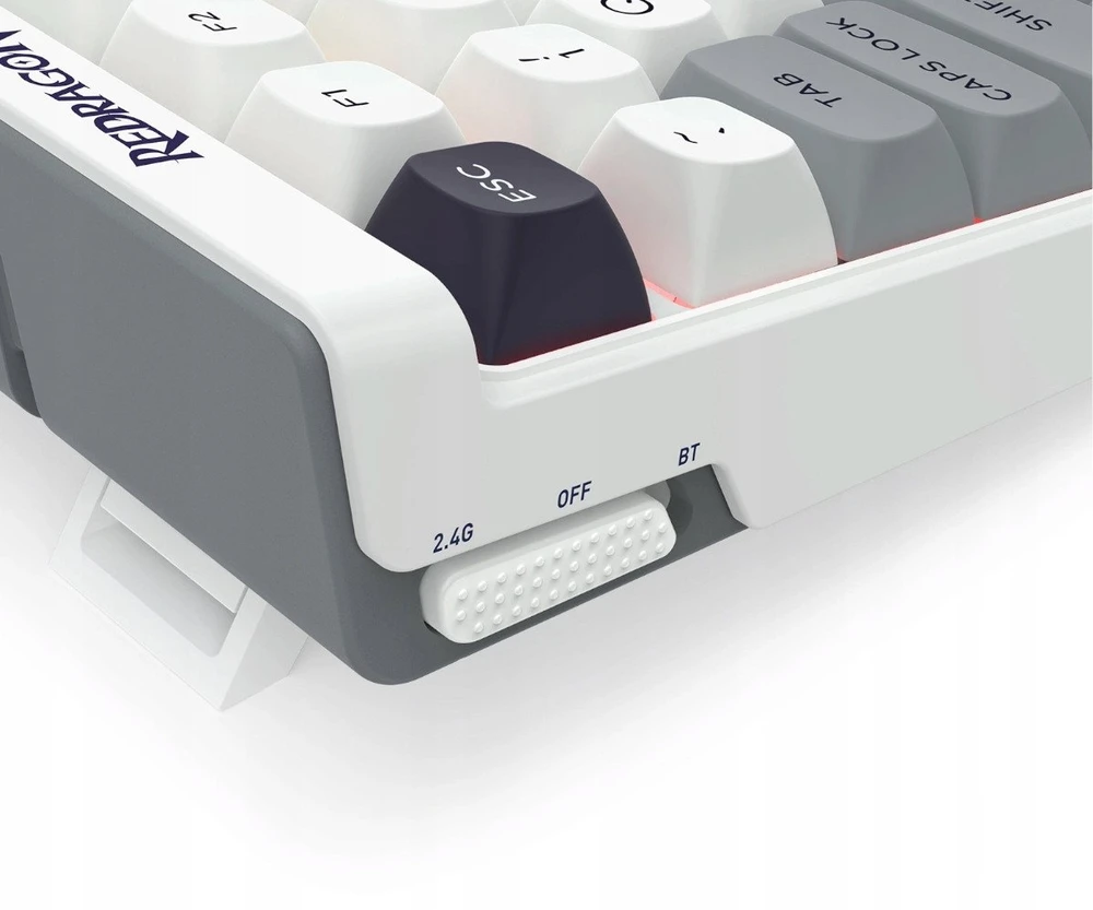 Klaviatūra žaidimams Redragon Garen Pro Manbo Linear Switch belaidė mechaninė su pašvietimu balta ir-pilka