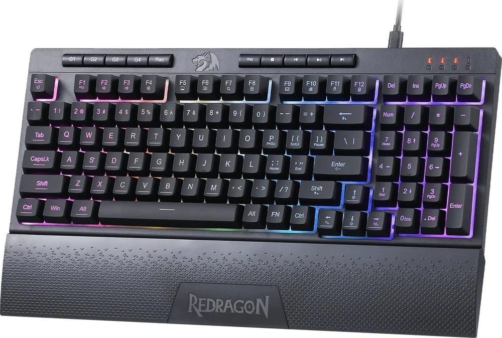 Klaviatūra žaidimams Redragon Shiva 98 K515-RGB su laidu membraninė su pašvietimu juoda