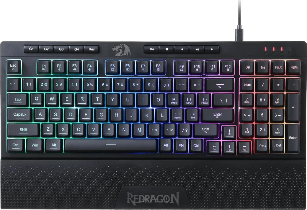 Klaviatūra žaidimams Redragon Shiva 98 K515-RGB su laidu membraninė su pašvietimu juoda
