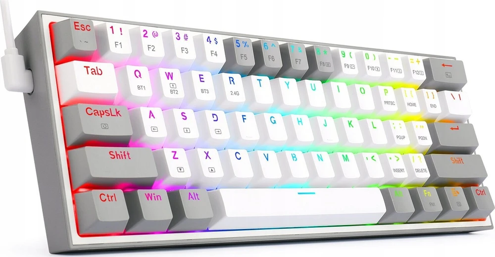 Klaviatūra žaidimams Redragon Fizz Pro K616 Redragon Mechaninė Raudona Switches belaidė mechaninė su pašvietimu balta ir-pilka