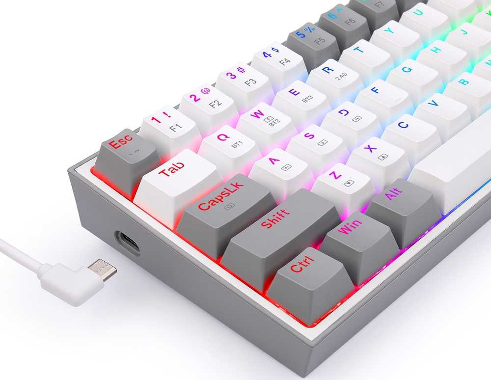 Klaviatūra žaidimams Redragon Fizz Pro K616 Redragon Mechaninė Raudona Switches belaidė mechaninė su pašvietimu balta ir-pilka