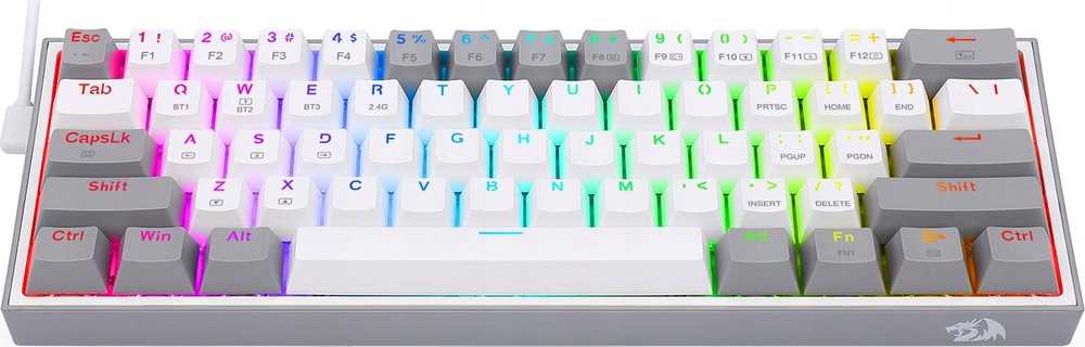 Klaviatūra žaidimams Redragon Fizz Pro K616 Redragon Mechaninė Raudona Switches belaidė mechaninė su pašvietimu balta ir-pilka
