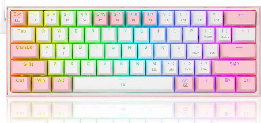 Klaviatūra žaidimams Redragon K617 Fizz RGB Redragon Mechaninė Raudona Switches su laidu mechaninė su pašvietimu balta