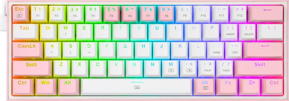 Klaviatūra žaidimams Redragon K617 Fizz RGB Redragon Mechaninė Raudona Switches su laidu mechaninė su pašvietimu balta