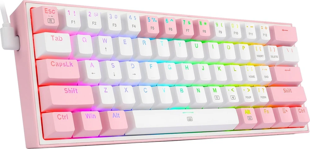 Klaviatūra žaidimams Redragon K617 Fizz RGB Redragon Mechaninė Raudona Switches su laidu mechaninė su pašvietimu balta