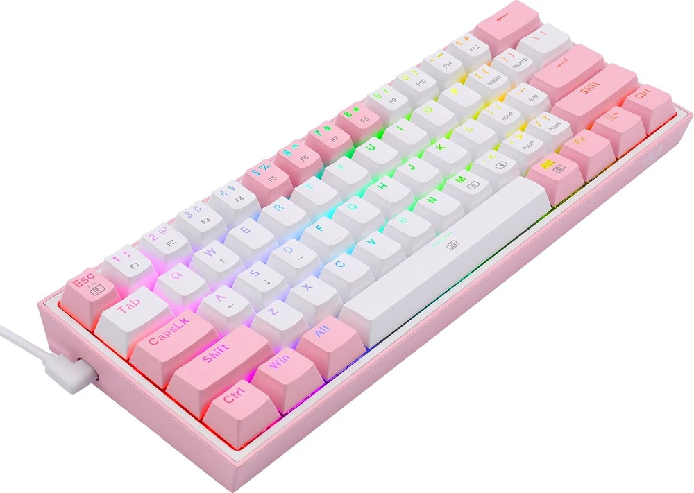 Klaviatūra žaidimams Redragon K617 Fizz RGB Redragon Mechaninė Raudona Switches su laidu mechaninė su pašvietimu balta