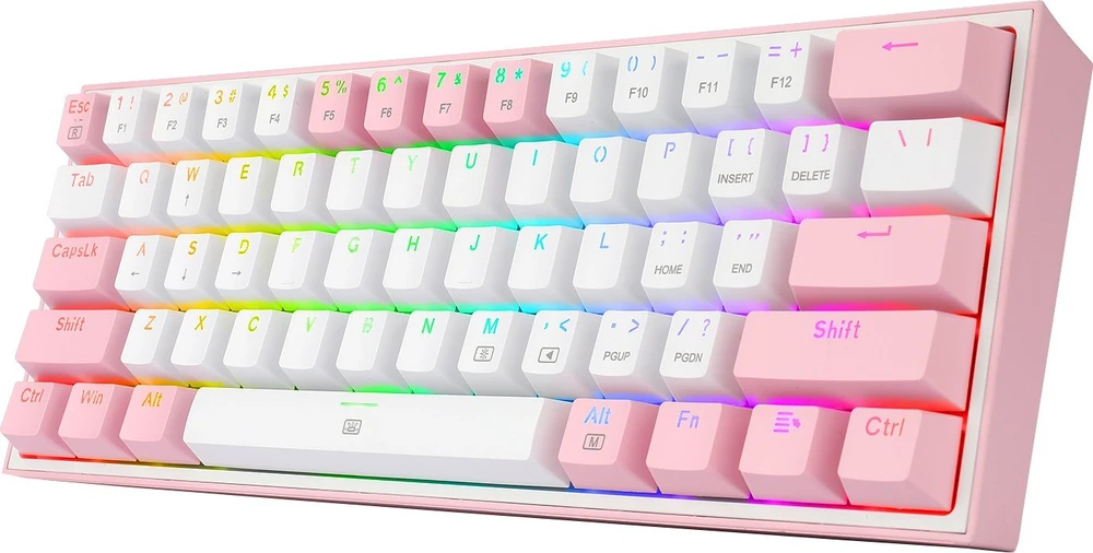 Klaviatūra žaidimams Redragon K617 Fizz RGB Redragon Mechaninė Raudona Switches su laidu mechaninė su pašvietimu balta