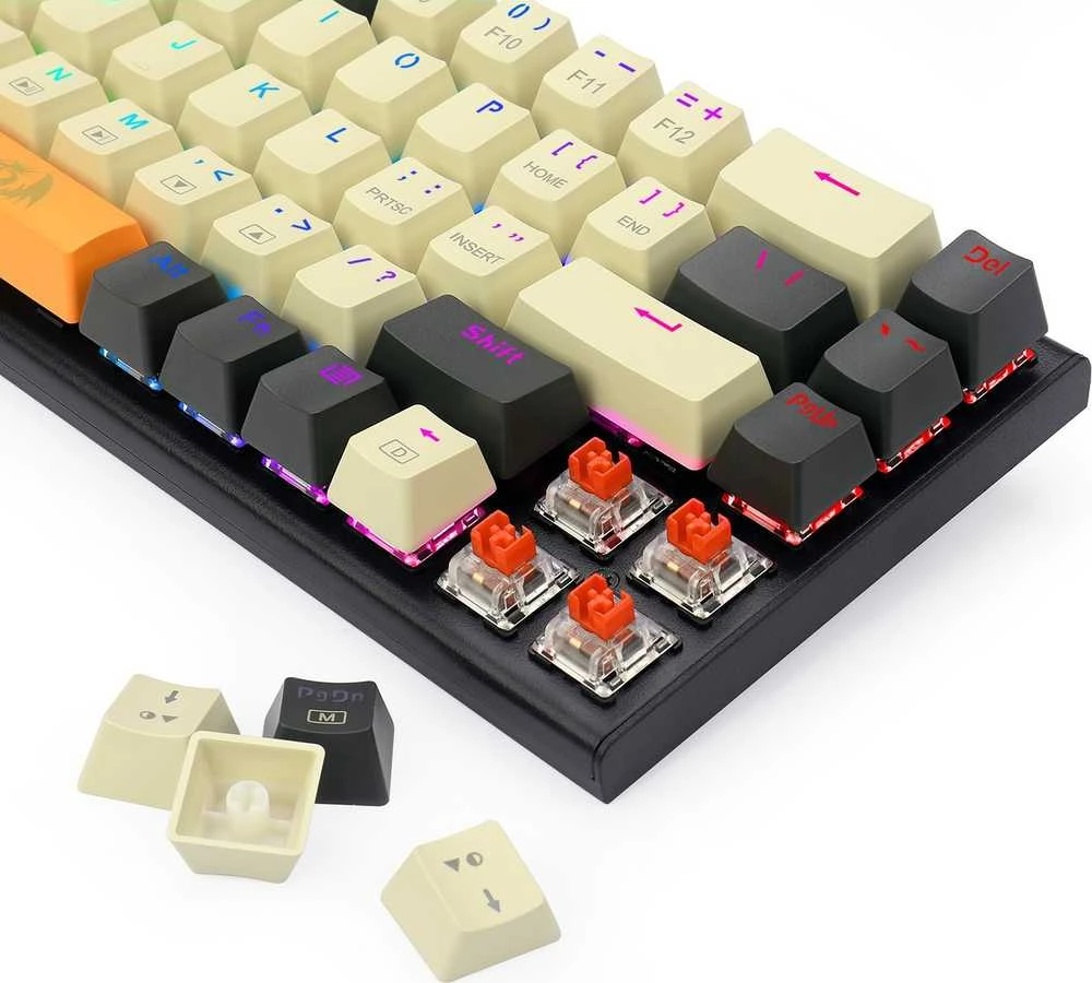 Klaviatūra žaidimams Redragon Ryze RGB K633CGO-RGB Redragon Mechaninė Raudona Switches su laidu mechaninė su pašvietimu geltona