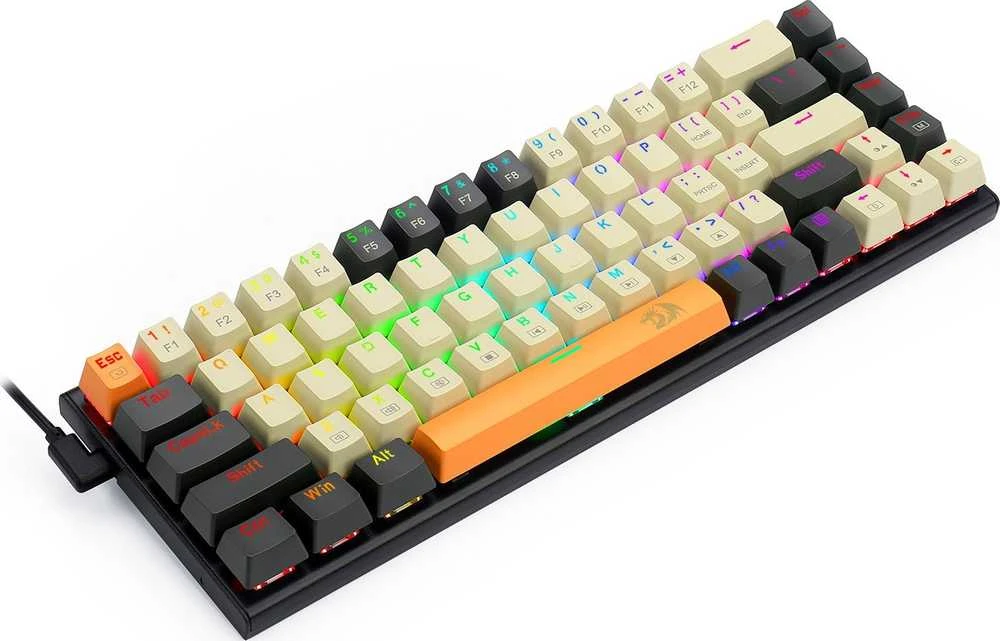 Klaviatūra žaidimams Redragon Ryze RGB K633CGO-RGB Redragon Mechaninė Raudona Switches su laidu mechaninė su pašvietimu geltona