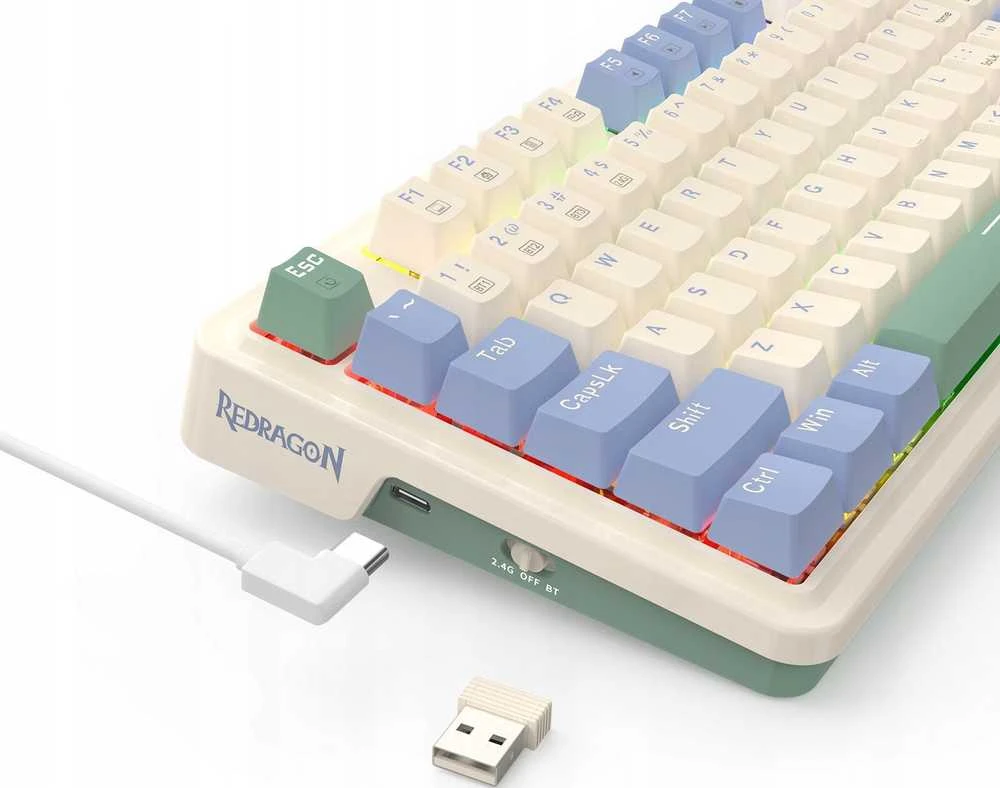 Klaviatūra žaidimams Redragon K673CPG-RGB-PRO UCAL PRO Redragon Mechaninė Raudona Switches belaidė mechaninė su pašvietimu balta